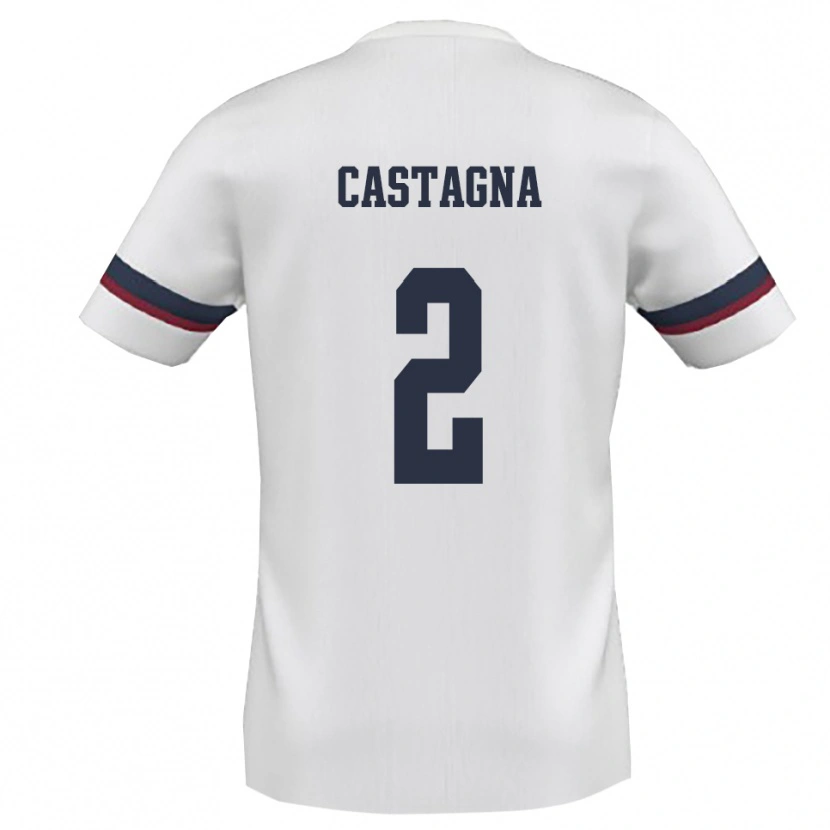 Danxen Män Pierfrancesco Castagna #2 Vit Röd Bortatröja Matchtröjor 2025/26 Tröjor T-Tröja