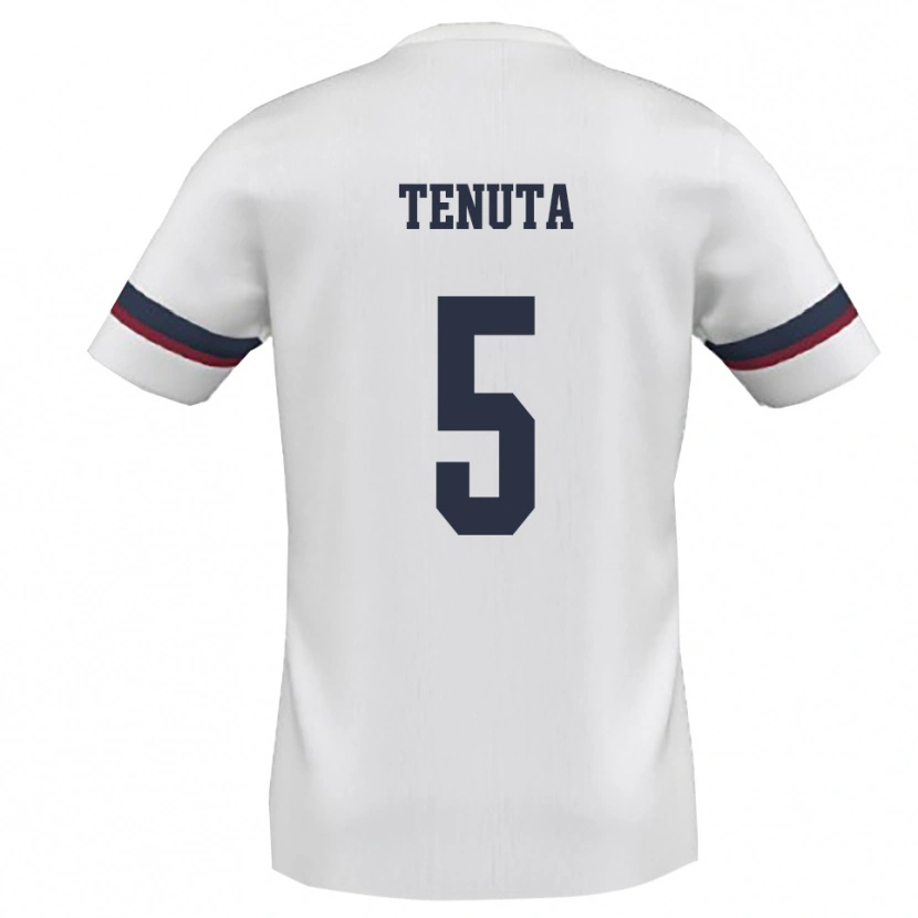 Danxen Män Alessandro Tenuta #5 Vit Röd Bortatröja Matchtröjor 2025/26 Tröjor T-Tröja