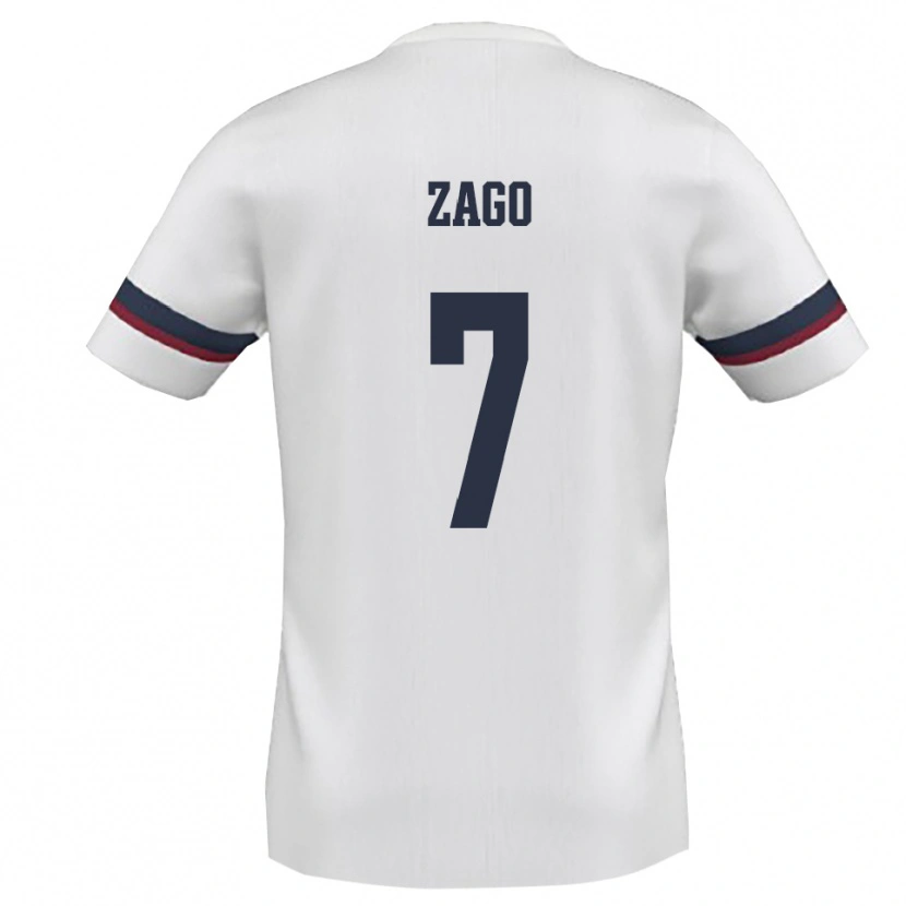 Danxen Män Federico Zago #7 Vit Röd Bortatröja Matchtröjor 2025/26 Tröjor T-Tröja
