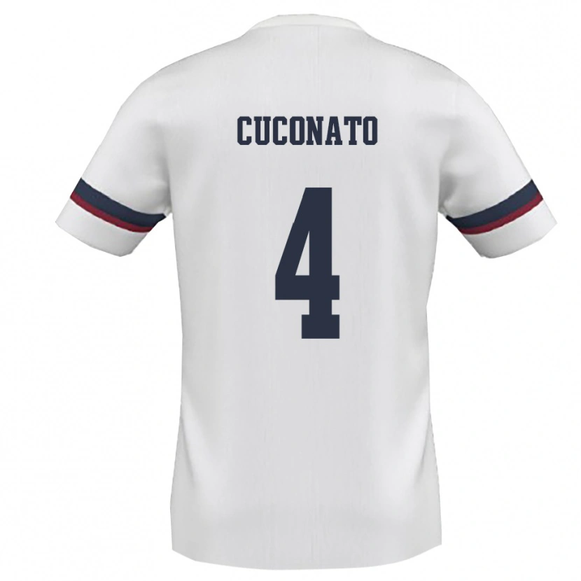 Danxen Män Giuseppe Cuconato #4 Vit Röd Bortatröja Matchtröjor 2025/26 Tröjor T-Tröja