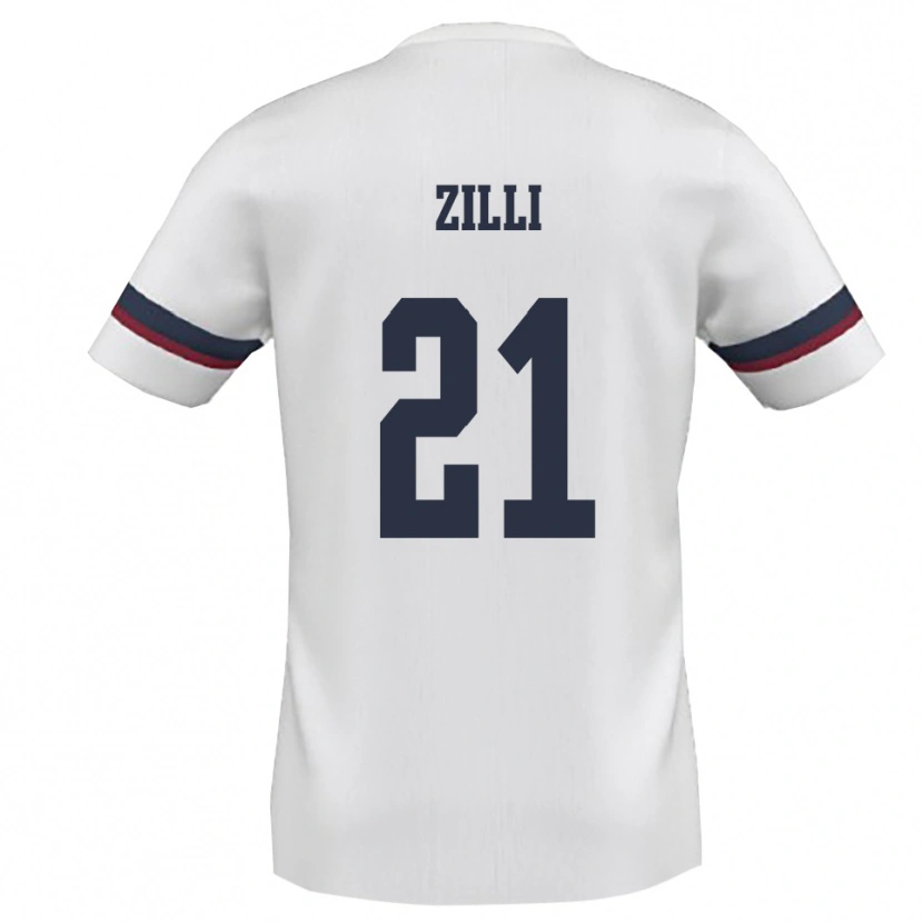Danxen Män Massimo Zilli #21 Vit Röd Bortatröja Matchtröjor 2025/26 Tröjor T-Tröja
