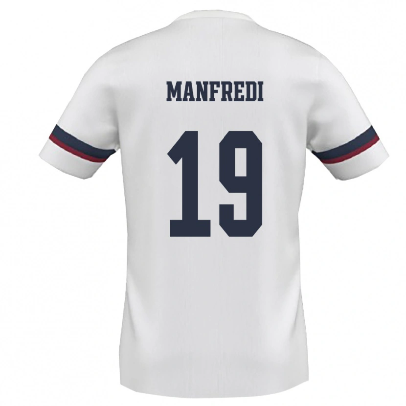 Danxen Män Antonio Manfredi #19 Vit Röd Bortatröja Matchtröjor 2025/26 Tröjor T-Tröja