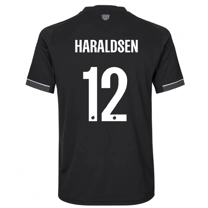 Danxen Män Henrik Haraldsen #12 Svart Vit Bortatröja Matchtröjor 2025/26 Tröjor T-Tröja