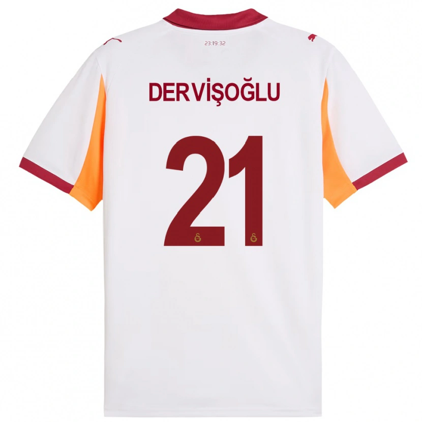 Danxen Män Halil Dervişoğlu #21 Vit Röd Bortatröja Matchtröjor 2025/26 Tröjor T-Tröja