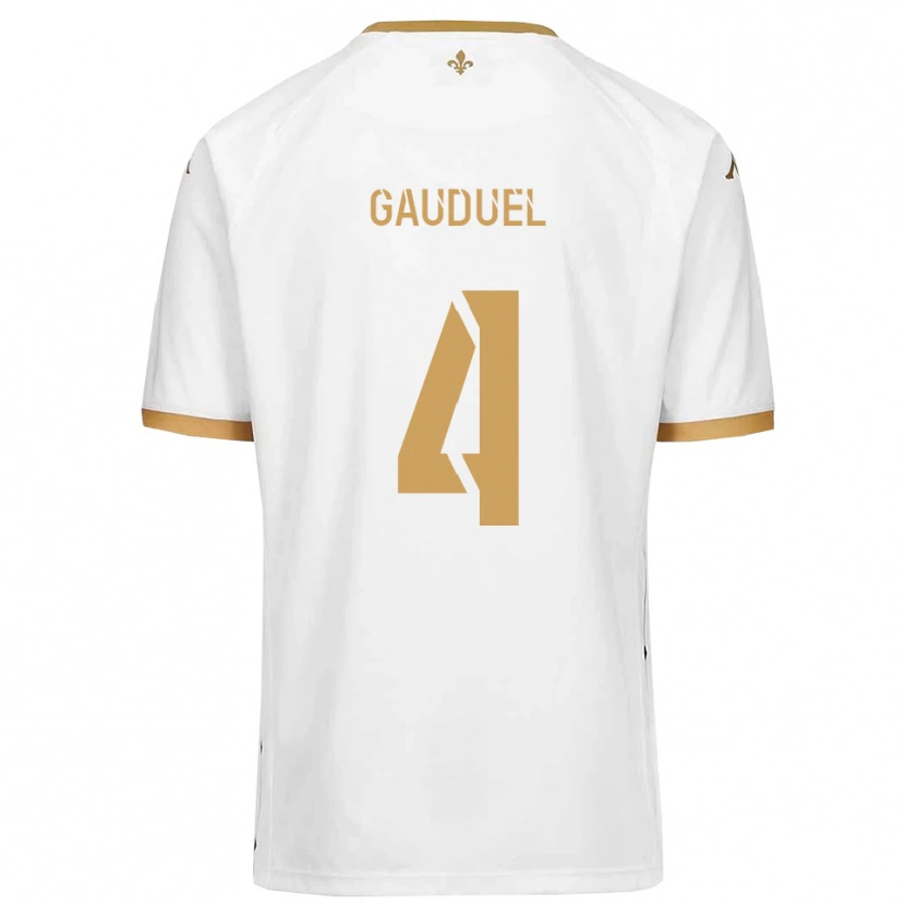 Danxen Män Sacha Gauduel #4 Vitt Guld Bortatröja Matchtröjor 2025/26 Tröjor T-Tröja