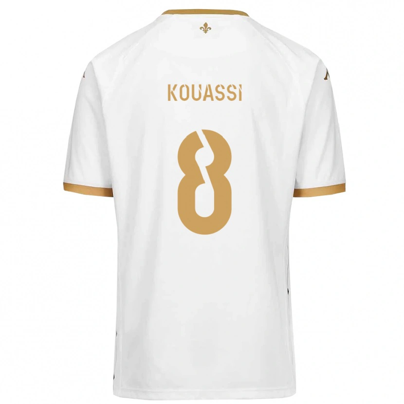 Danxen Män Odilon Kouassi #8 Vitt Guld Bortatröja Matchtröjor 2025/26 Tröjor T-Tröja