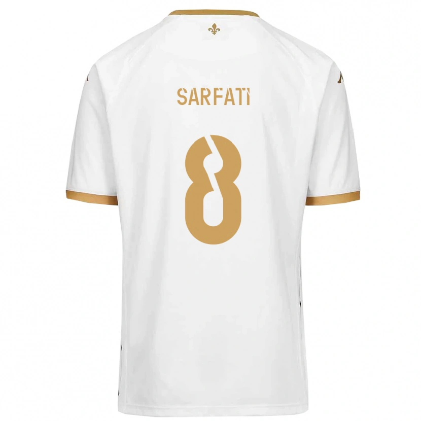 Danxen Män Isaac Sarfati #8 Vitt Guld Bortatröja Matchtröjor 2025/26 Tröjor T-Tröja