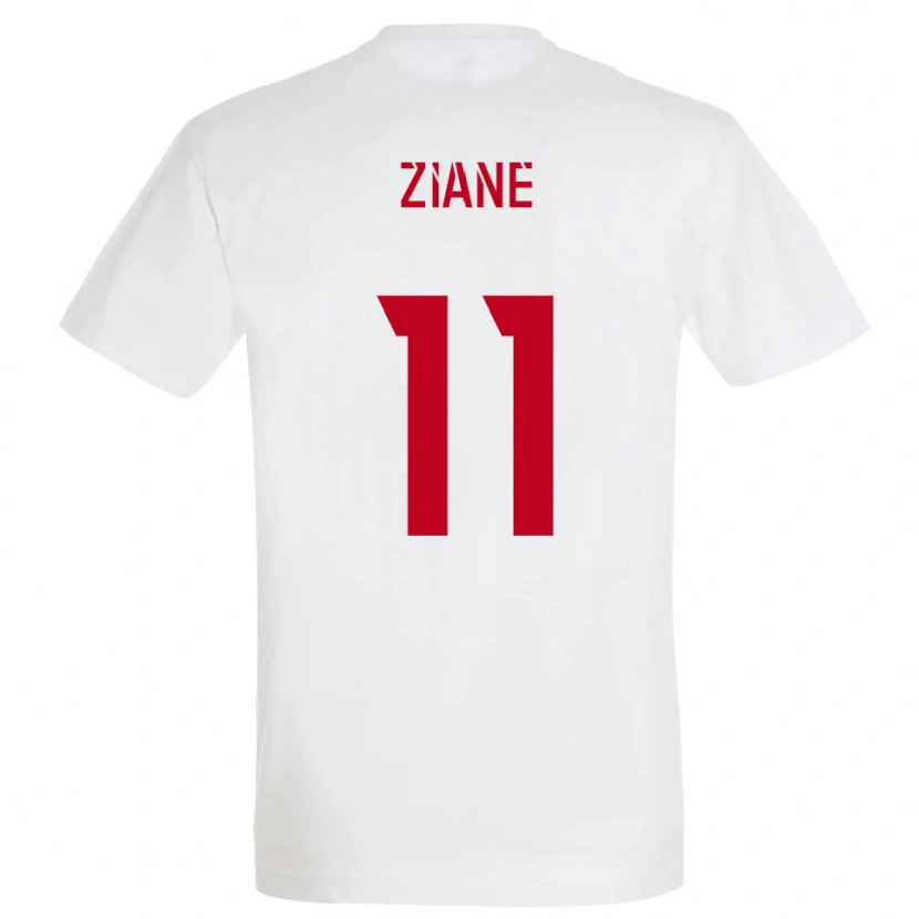 Danxen Män Mohamed Ziane #11 Vitt Rött Gult Bortatröja Matchtröjor 2025/26 Tröjor T-Tröja