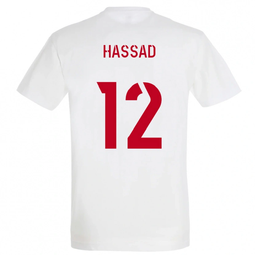Danxen Män Rayan Hassad #12 Vitt Rött Gult Bortatröja Matchtröjor 2025/26 Tröjor T-Tröja