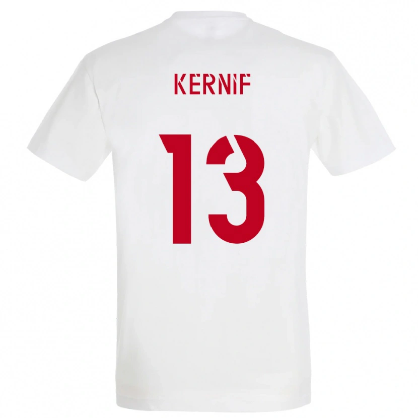 Danxen Män Nourdine Kernif #13 Vitt Rött Gult Bortatröja Matchtröjor 2025/26 Tröjor T-Tröja