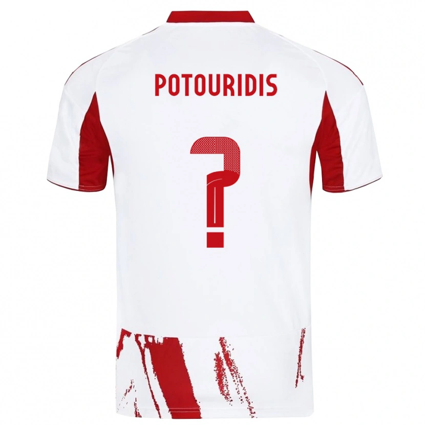 Danxen Män Dimitrios Potouridis #0 Vit Röd Bortatröja Matchtröjor 2025/26 Tröjor T-Tröja