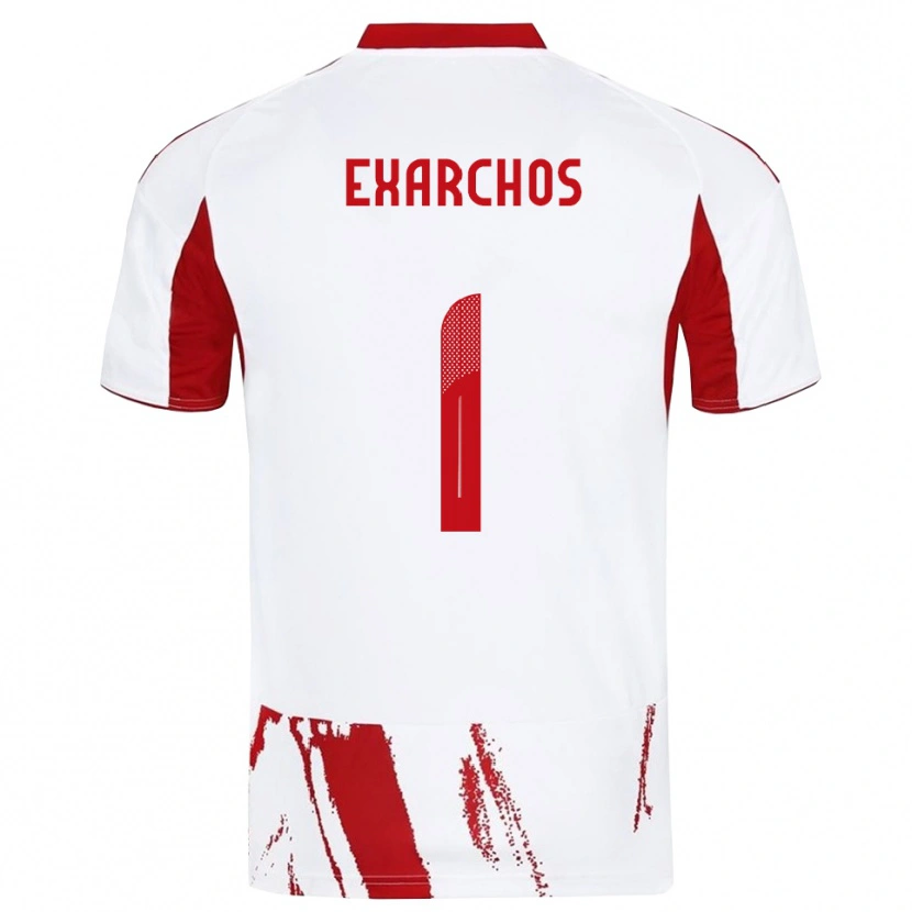 Danxen Män Alexandros Exarchos #1 Vit Röd Bortatröja Matchtröjor 2025/26 Tröjor T-Tröja