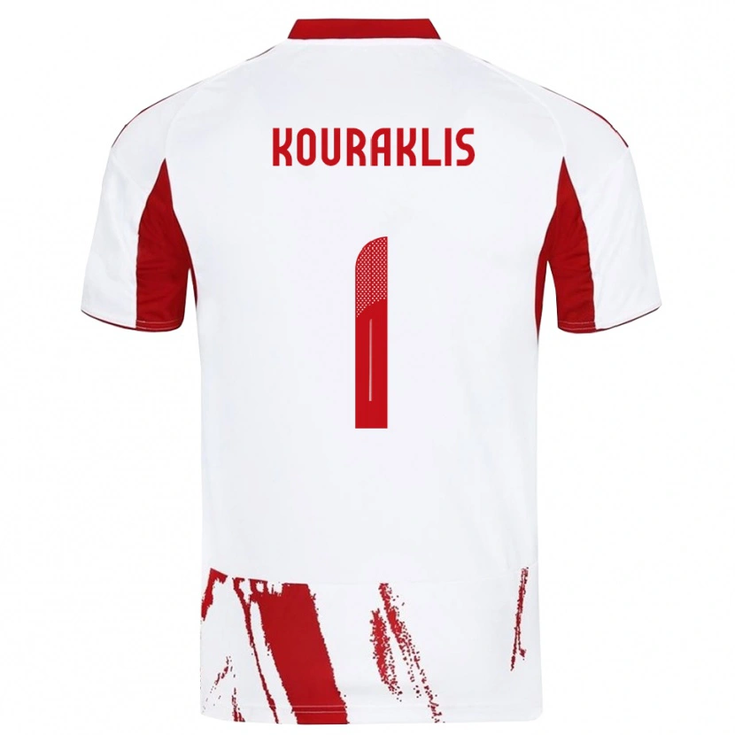 Danxen Män Georgios Kouraklis #1 Vit Röd Bortatröja Matchtröjor 2025/26 Tröjor T-Tröja