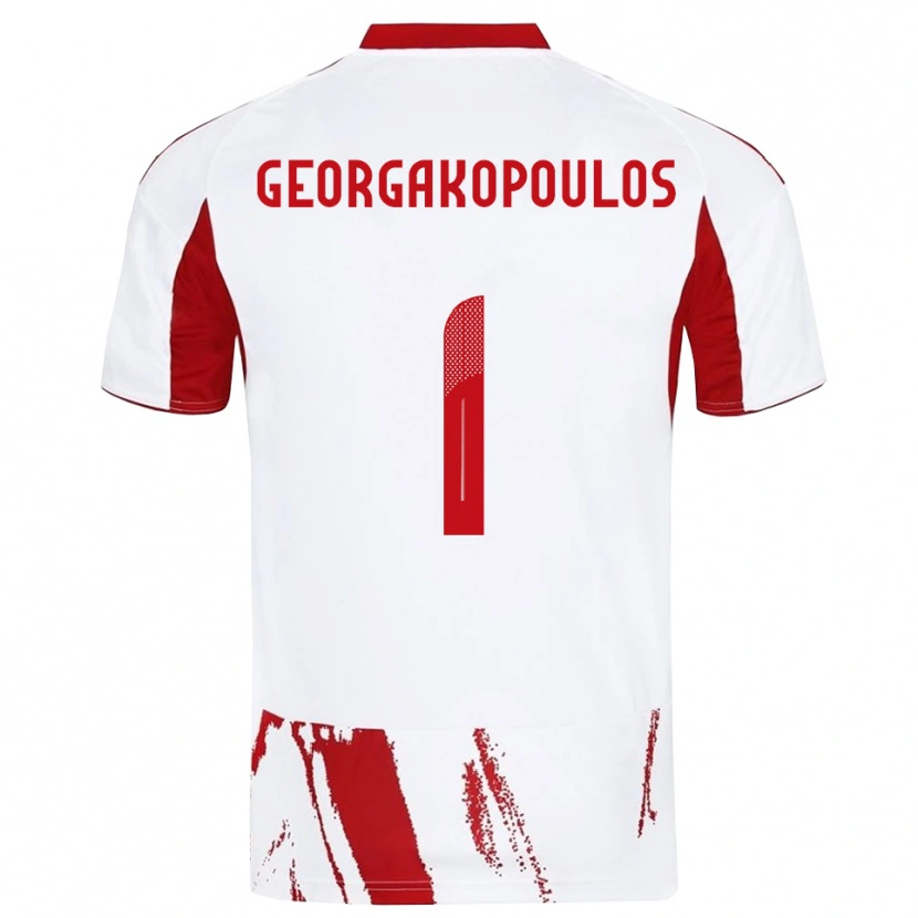 Danxen Män Iason Georgakopoulos #1 Vit Röd Bortatröja Matchtröjor 2025/26 Tröjor T-Tröja