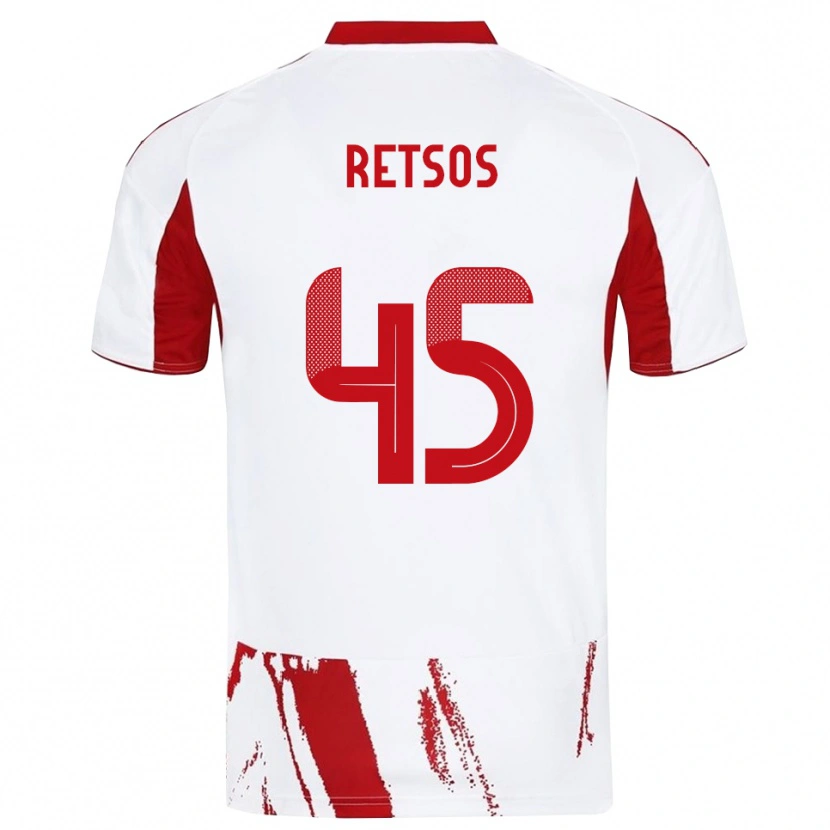 Danxen Män Panagiotis Retsos #45 Vit Röd Bortatröja Matchtröjor 2025/26 Tröjor T-Tröja