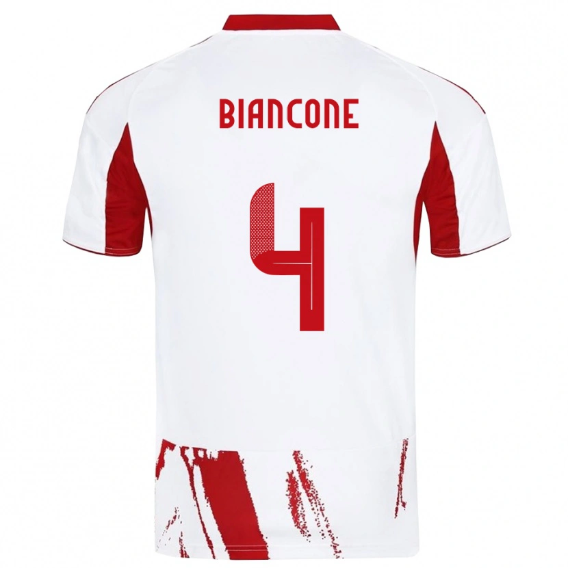 Danxen Män Giulian Biancone #4 Vit Röd Bortatröja Matchtröjor 2025/26 Tröjor T-Tröja