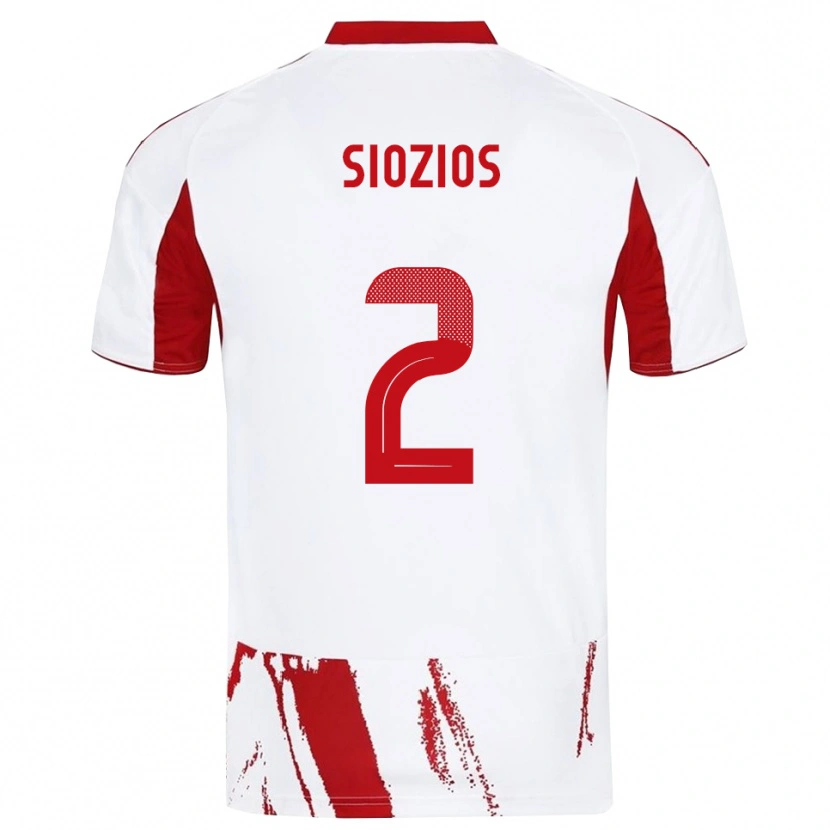 Danxen Män Georgios Siozios #2 Vit Röd Bortatröja Matchtröjor 2025/26 Tröjor T-Tröja