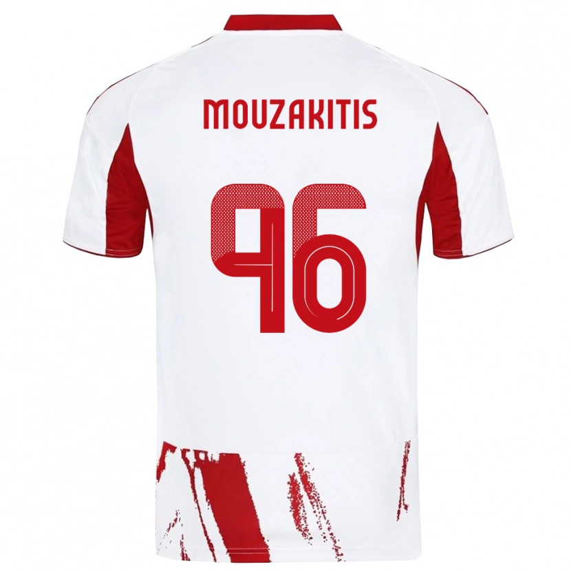 Danxen Män Christos Mouzakitis #96 Vit Röd Bortatröja Matchtröjor 2025/26 Tröjor T-Tröja