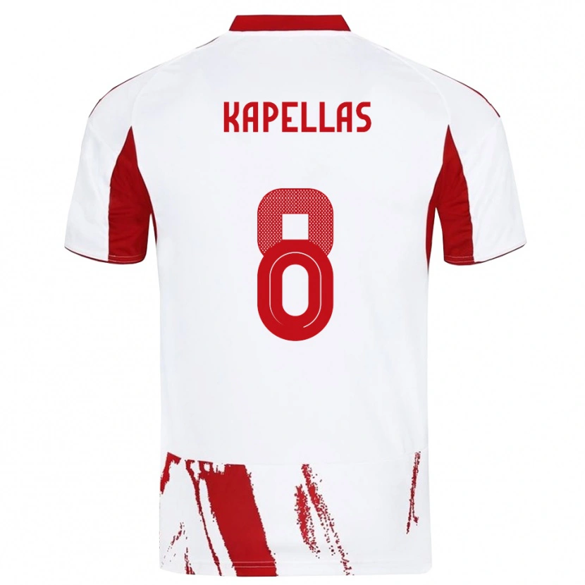 Danxen Män Christos Kapellas #8 Vit Röd Bortatröja Matchtröjor 2025/26 Tröjor T-Tröja