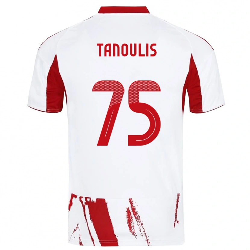 Danxen Män Konstantinos Tanoulis #75 Vit Röd Bortatröja Matchtröjor 2025/26 Tröjor T-Tröja