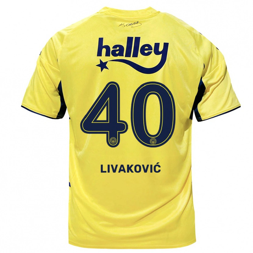 Danxen Män Dominik Livakovic #40 Gul Marinblå Bortatröja Matchtröjor 2025/26 Tröjor T-Tröja