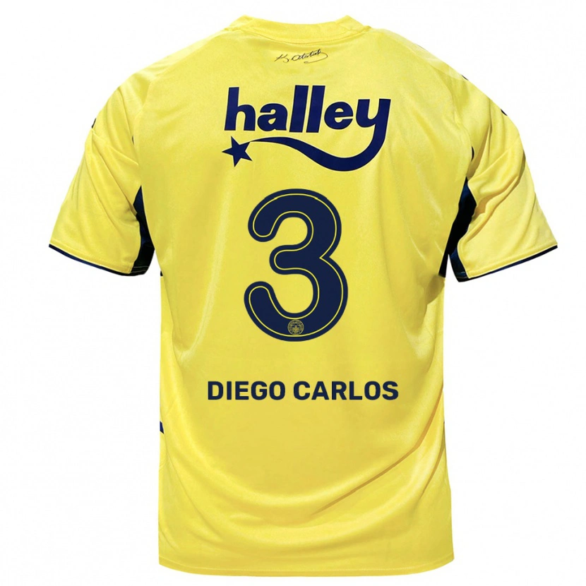 Danxen Män Diego Carlos #3 Gul Marinblå Bortatröja Matchtröjor 2025/26 Tröjor T-Tröja