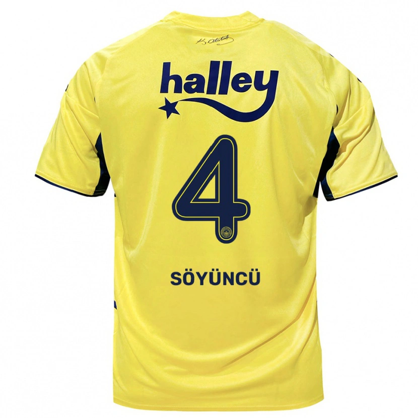 Danxen Män Çağlar Söyüncü #4 Gul Marinblå Bortatröja Matchtröjor 2025/26 Tröjor T-Tröja