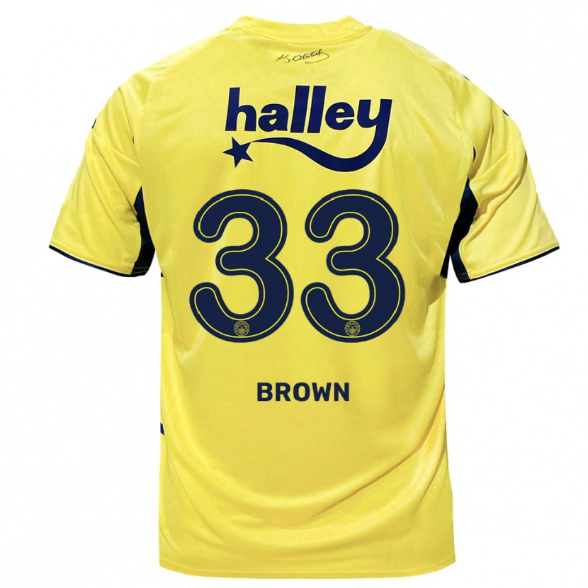 Danxen Män Archie Brown #33 Gul Marinblå Bortatröja Matchtröjor 2025/26 Tröjor T-Tröja