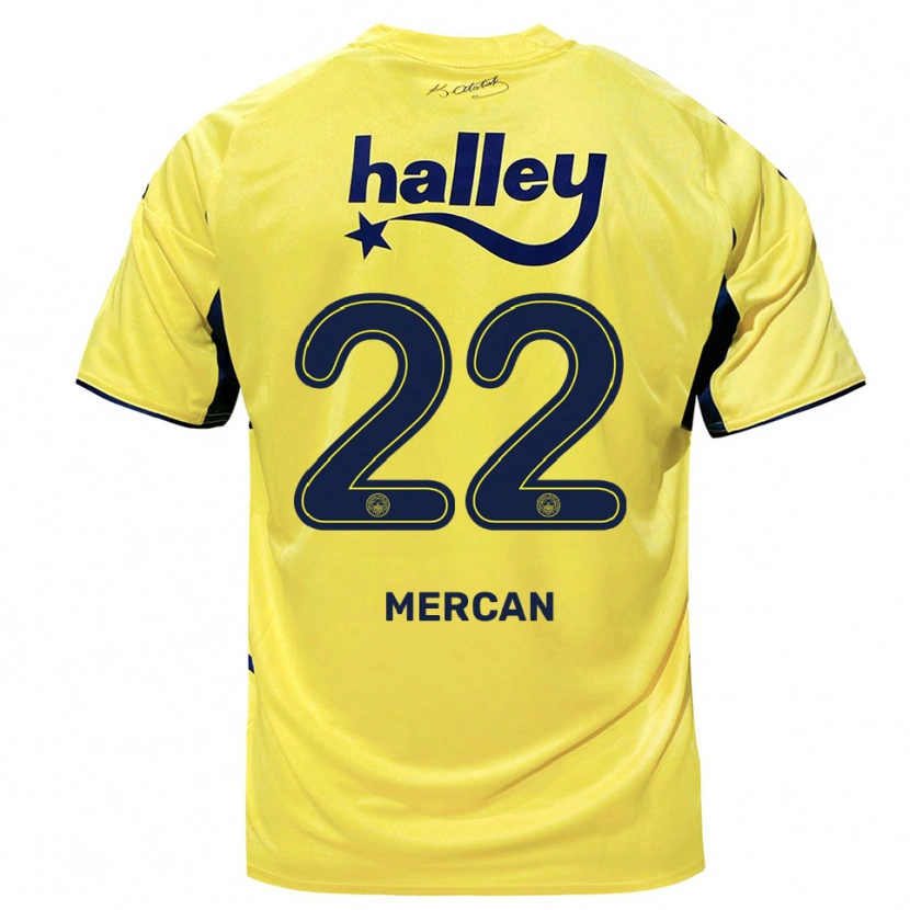 Danxen Män Levent Mercan #22 Gul Marinblå Bortatröja Matchtröjor 2025/26 Tröjor T-Tröja