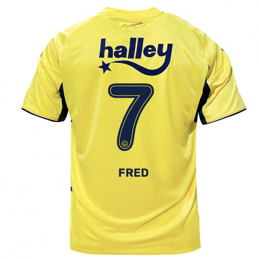 Danxen Män Fred #7 Gul Marinblå Bortatröja Matchtröjor 2025/26 Tröjor T-Tröja