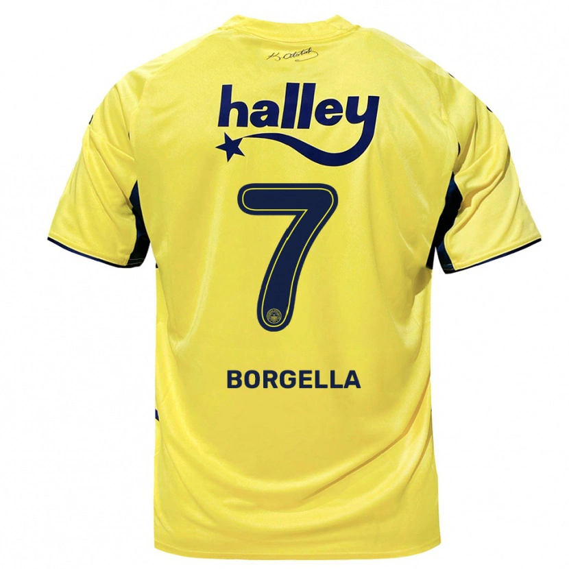 Danxen Män Roselord Borgella #7 Gul Marinblå Bortatröja Matchtröjor 2025/26 Tröjor T-Tröja