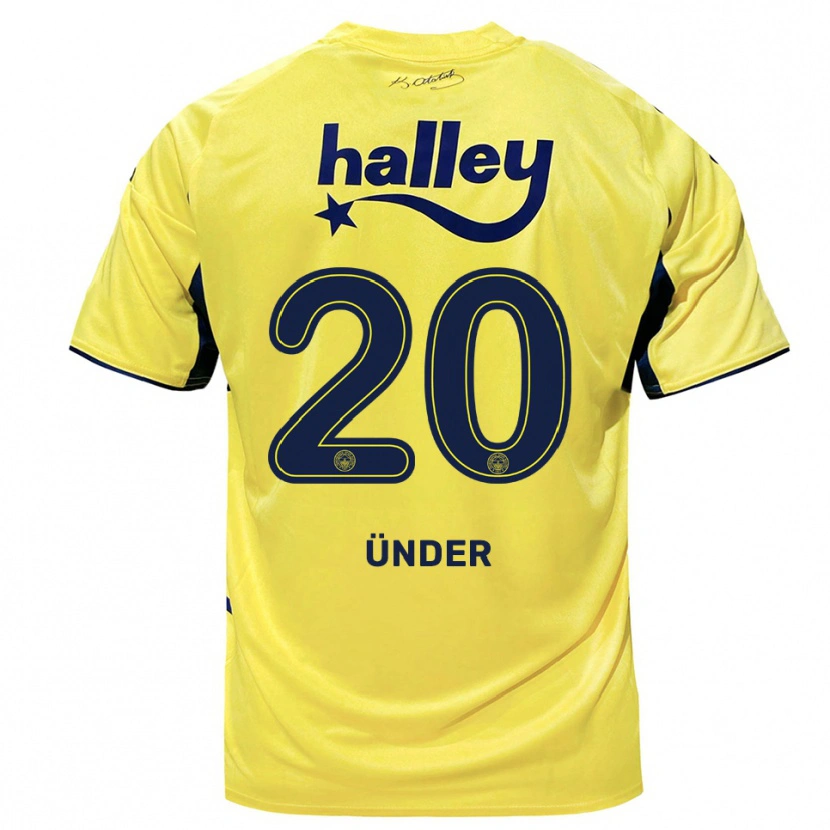 Danxen Män Cengiz Ünder #20 Gul Marinblå Bortatröja Matchtröjor 2025/26 Tröjor T-Tröja
