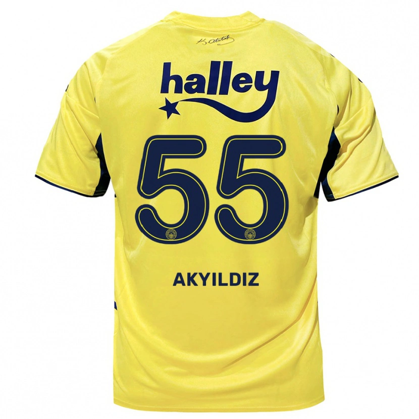 Danxen Män Mustafa Akyıldız #55 Gul Marinblå Bortatröja Matchtröjor 2025/26 Tröjor T-Tröja