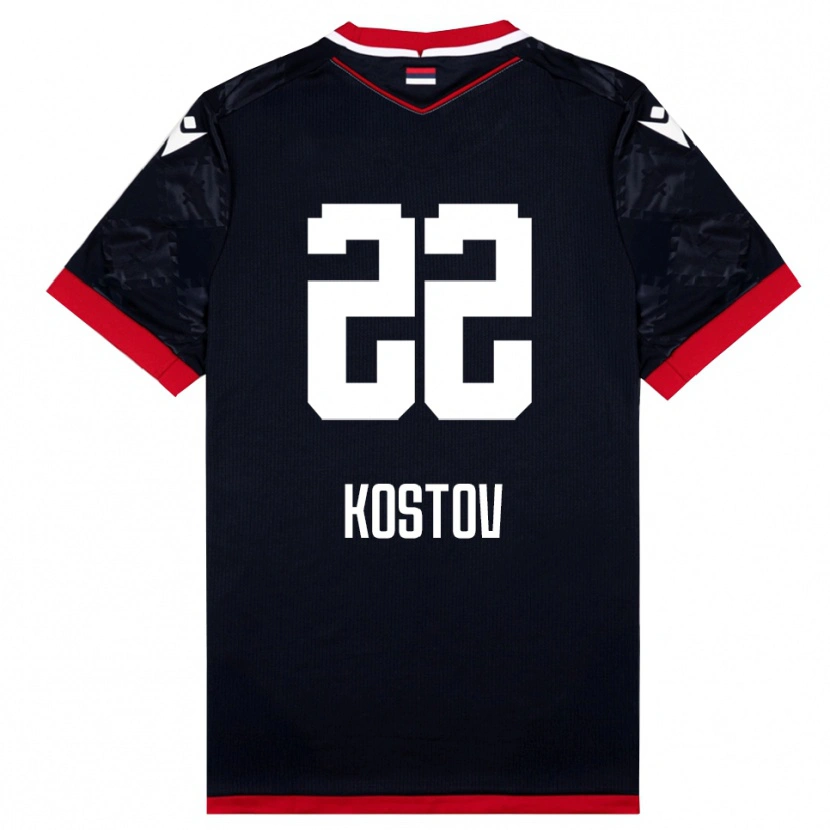 Danxen Män Vasilije Kostov #22 Svart Röd Bortatröja Matchtröjor 2025/26 Tröjor T-Tröja