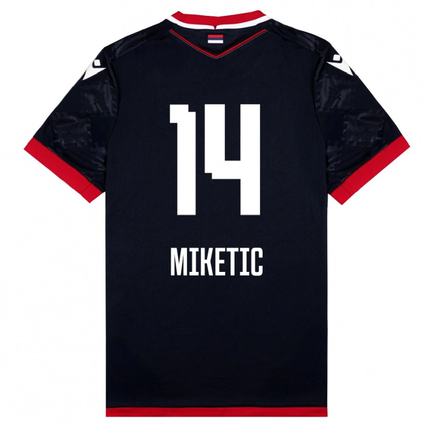 Danxen Män Aleksandar Miketic #14 Svart Röd Bortatröja Matchtröjor 2025/26 Tröjor T-Tröja
