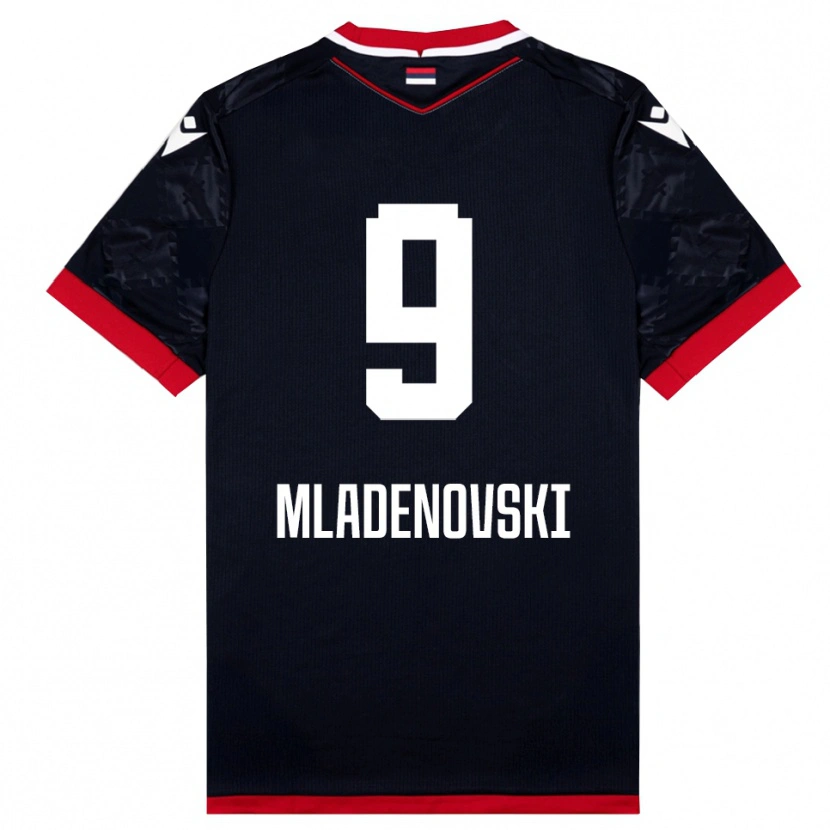 Danxen Män Stefan Mladenovski #9 Svart Röd Bortatröja Matchtröjor 2025/26 Tröjor T-Tröja