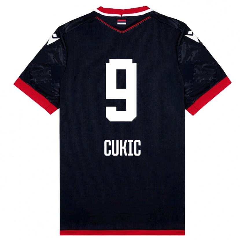 Danxen Män Vesko Cukic #9 Svart Röd Bortatröja Matchtröjor 2025/26 Tröjor T-Tröja