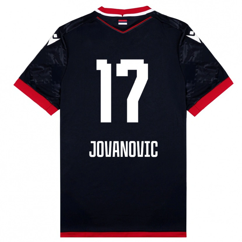 Danxen Män Dusan Jovanovic #17 Svart Röd Bortatröja Matchtröjor 2025/26 Tröjor T-Tröja