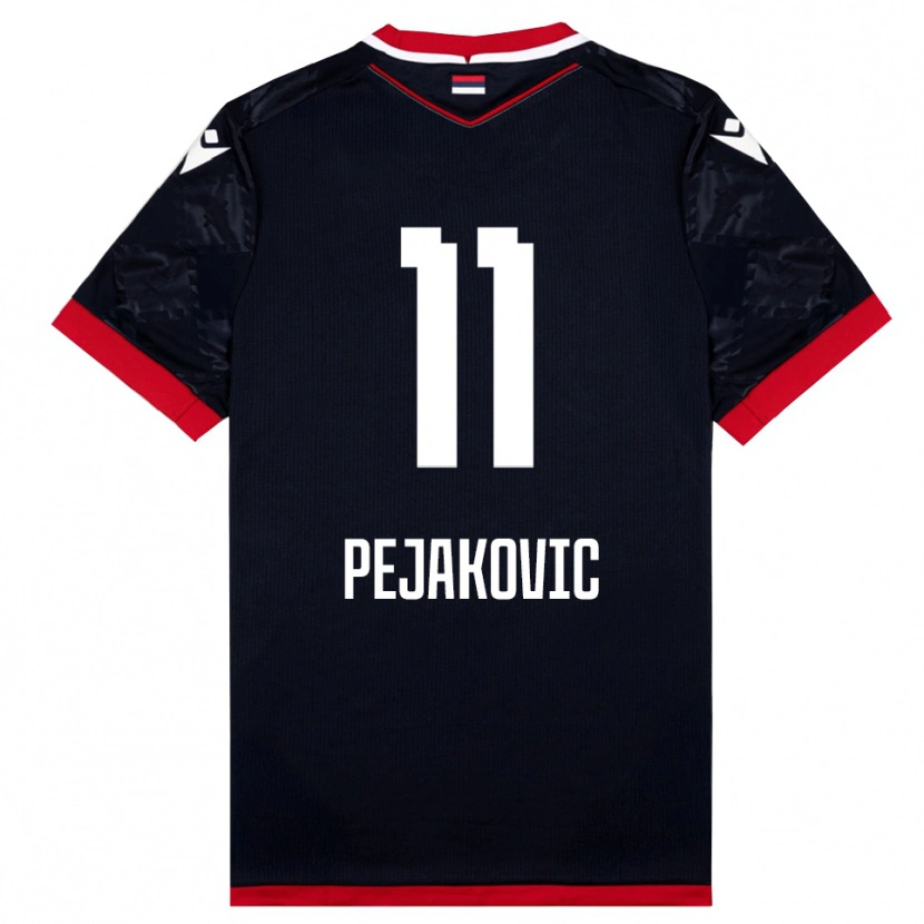 Danxen Män Andrija Pejakovic #11 Svart Röd Bortatröja Matchtröjor 2025/26 Tröjor T-Tröja