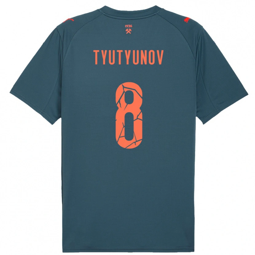 Danxen Män Vladyslav Tyutyunov #8 Marinblå Röd Bortatröja Matchtröjor 2025/26 Tröjor T-Tröja