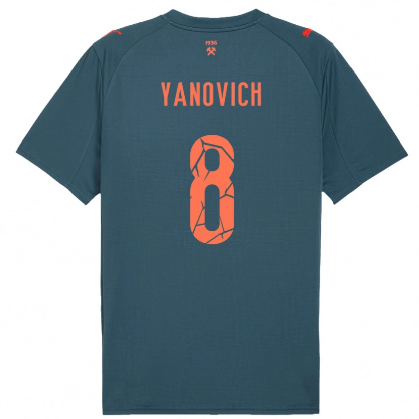 Danxen Män Yevgen Yanovich #8 Marinblå Röd Bortatröja Matchtröjor 2025/26 Tröjor T-Tröja
