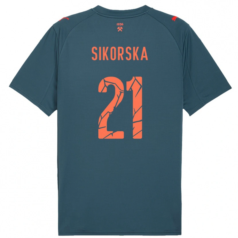 Danxen Män Anastasiia Sikorska #21 Marinblå Röd Bortatröja Matchtröjor 2025/26 Tröjor T-Tröja
