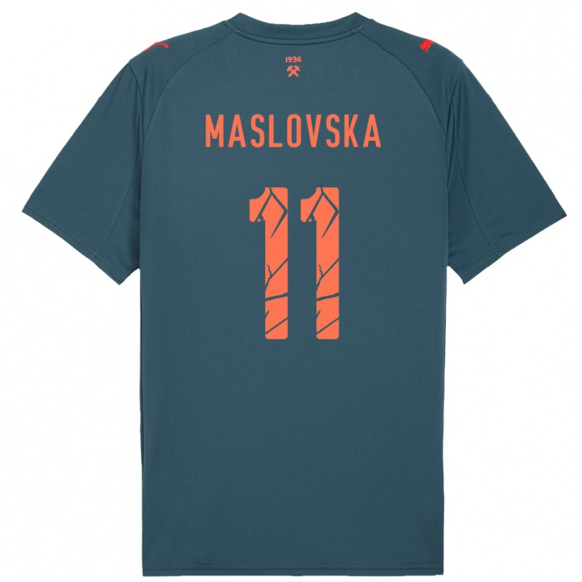 Danxen Män Yelyzaveta Maslovska #11 Marinblå Röd Bortatröja Matchtröjor 2025/26 Tröjor T-Tröja