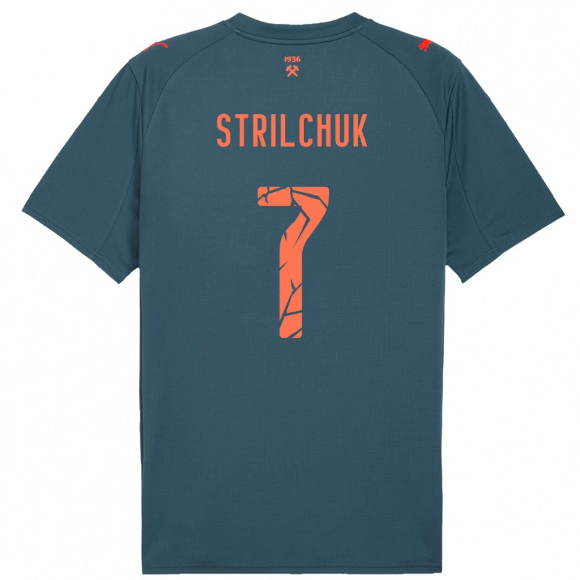Danxen Män Dmytro Strilchuk #7 Marinblå Röd Bortatröja Matchtröjor 2025/26 Tröjor T-Tröja