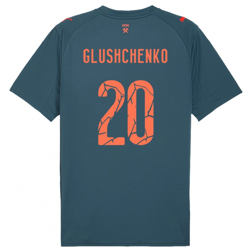 Danxen Män Anton Glushchenko #20 Marinblå Röd Bortatröja Matchtröjor 2025/26 Tröjor T-Tröja