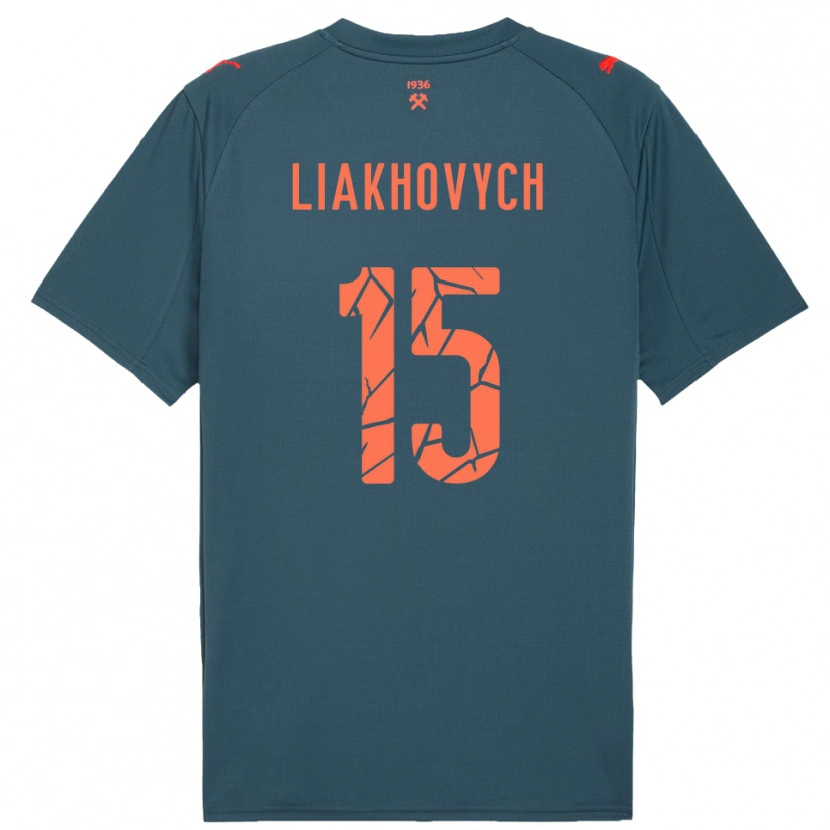 Danxen Män Anastasiia Liakhovych #15 Marinblå Röd Bortatröja Matchtröjor 2025/26 Tröjor T-Tröja