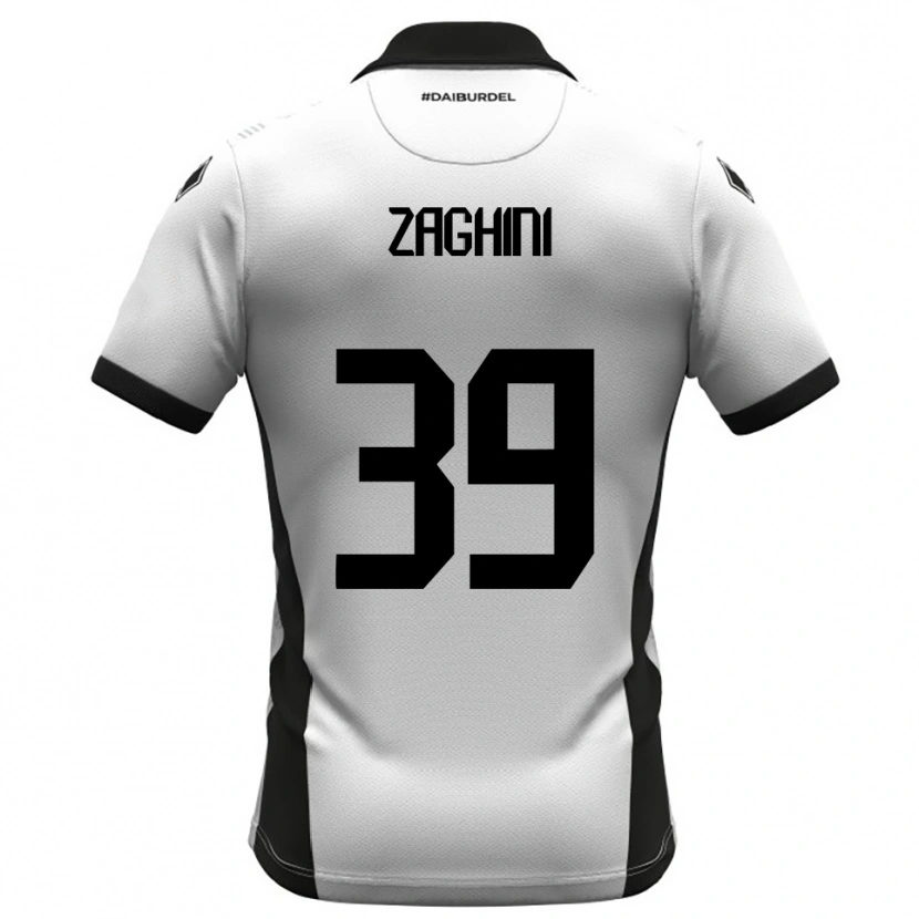 Danxen Kvinnor Mattia Zaghini #39 Vit Svart Orange Hemmatröja Matchtröjor 2025/26 Tröjor T-Tröja
