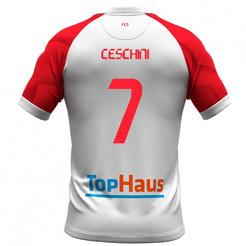 Danxen Kvinnor Nicolò Ceschini #7 Vitt Rött Hemmatröja Matchtröjor 2025/26 Tröjor T-Tröja