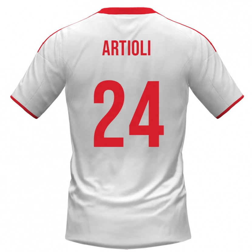 Danxen Kvinnor Federico Artioli #24 Vit Röd Hemmatröja Matchtröjor 2025/26 Tröjor T-Tröja