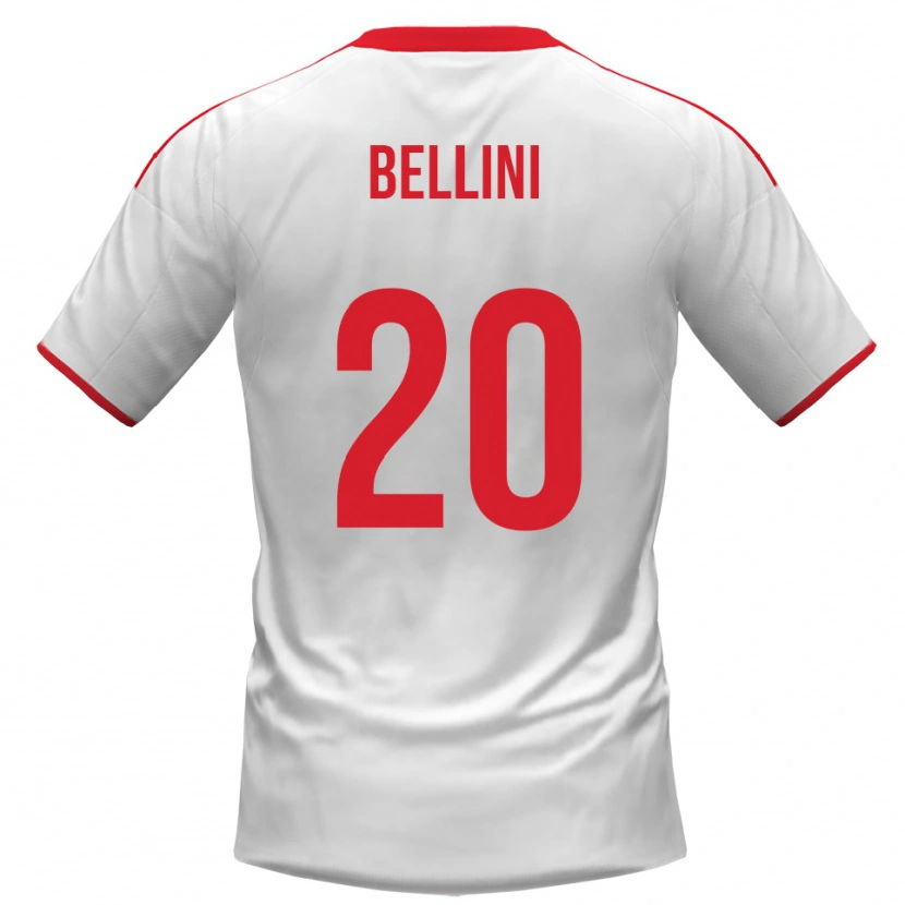 Danxen Kvinnor Mattia Bellini #20 Vit Röd Hemmatröja Matchtröjor 2025/26 Tröjor T-Tröja